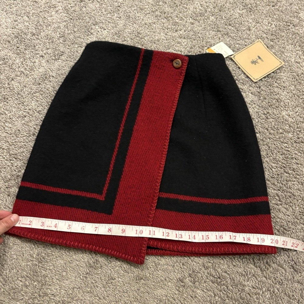 NEW VTG Ralph Lauren Country Store Buffalo Wool Skirt Red Black Women's Size 6 - Picture 5 of 14